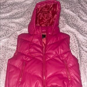 Pink Hooded Puffer Vest